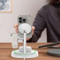 Ładowarka indukcyjna 3w1 do smartfona smartwatcha słuchawek Magnetic MagSafe - biała