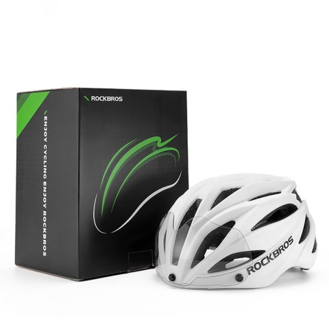 Kask rowerowy z szybką odpinanymi okularami z filtrem UV unisex - biały