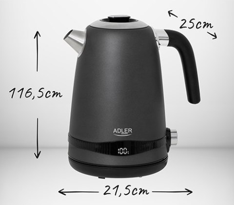 AD 1295 grey Czajnik metalowy 1,7l z lcd & regulacją temperatury