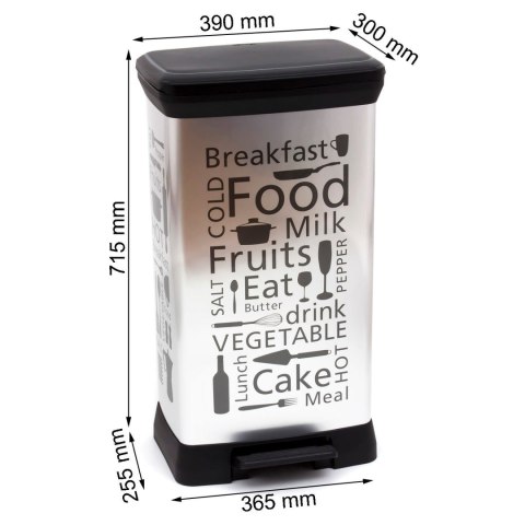 Kosz na śmieci met. z pedałem Curver Kitchen srebr