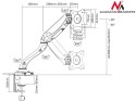 Uchwyt biurkowy do monitora Maclean, gazowy siłownik, USB 3.0, 13"-27", 6 kg, czarny, MC-673