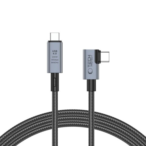 Kabel przewód kątowy i prosty USB-C 4.0 PD 240W 8K 40Gbps 1.5m - szary