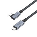 Kabel przewód kątowy i prosty USB-C 4.0 PD 240W 8K 40Gbps 1.5m - szary