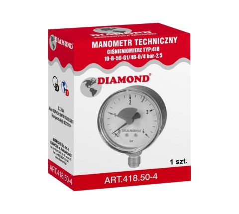 DIAMOND MANOMETR TECHNICZNY ŚR. 63MM 0-6 BAR GW 2/5