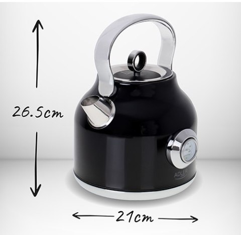 AD 1346 black Czajnik metalowy z termometrem 1,7l strix