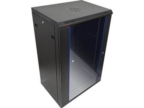 Szafa wisząca 19" 15U 600x450, (opcja dwusekcyjna) drzwi szklane jednoskrzydłowe, tył osłona pełna demontowalna, osłony boczne p