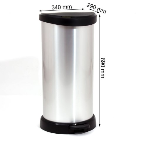 Kosz na śmieci metalizowany z pedałem Curver 40L