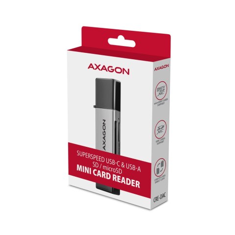 AXAGON AXAGON Mobile USB 3.2 Gen 1 MINI card reader with USB-C and USB-A connectors | CRE-DAC