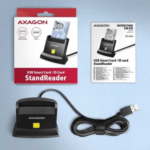 AXAGON AXAGON Universal desktop USB contact Smart card/ID card reader with long, USB-A cable | CRE-SM4N
