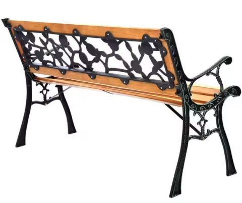 Ławka Ogrodowa Drewniana Metalowa Ławeczka Parkowa Ogrodowa z oparciem