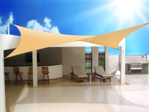 Żagiel ogrodowy zacieniacz UV poliester 3,6m kwadrat GreenBlue GB503 kremowy hydrofobowa powierzchnia