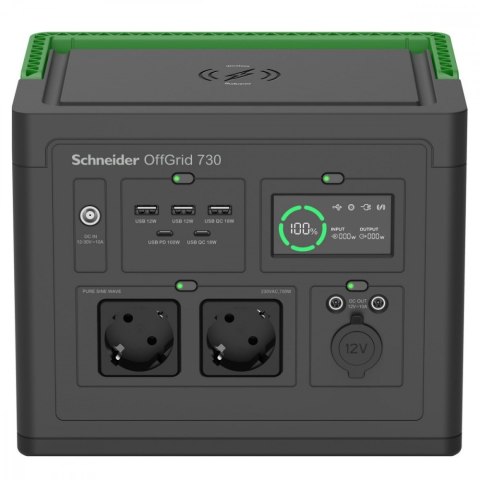 Stacja zasilania pps730-gr schneider offgrid portable power station 730, 738wh lithium-ion, 2 schuko, sinewave