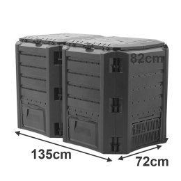 Kompostownik modułowy dwukomorowy 800L czarny IKLM800C-S411