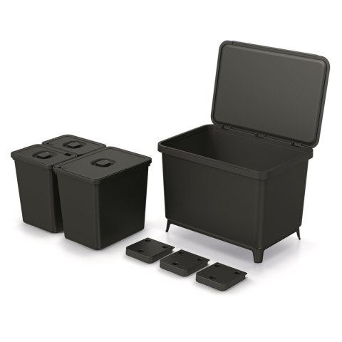 Kosz na śmieci SYSTEMA 23L + 2x10L - czarny recykling