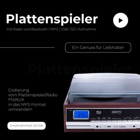 CR 1168 Gramofon z radiem i bluetooth / mp3 / usb / sd / nagrywaniem