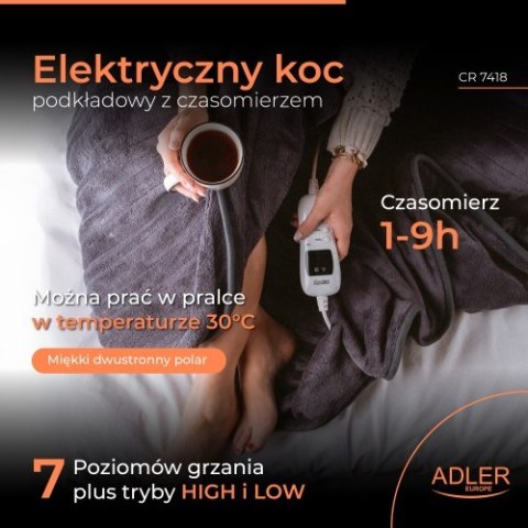 CR 7418 Elektryczny koc nakładany z czasomierzem (1) super miękki