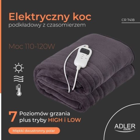 CR 7418 Elektryczny koc nakładany z czasomierzem (1) super miękki