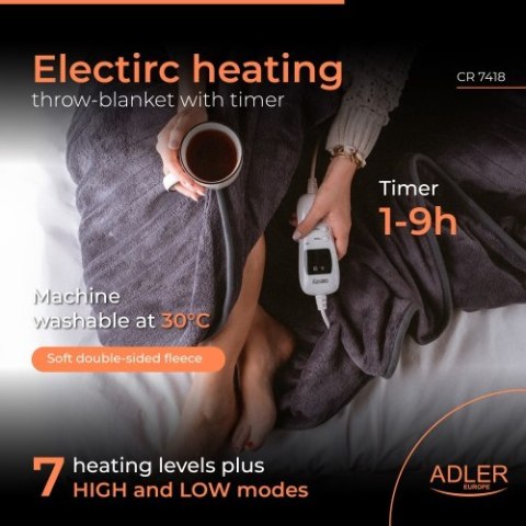 CR 7418 Elektryczny koc nakładany z czasomierzem (1) super miękki