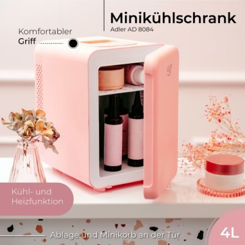 AD 8084 pink Mini lodówka 4l | chłodzenie i podgrzewanie | do domu i samochodu | system peltiera