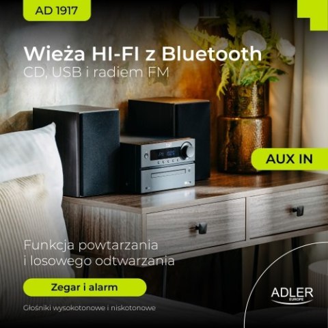 AD 1917 Wieża hi-fi z bluetooth, cd, usb i radiem fm