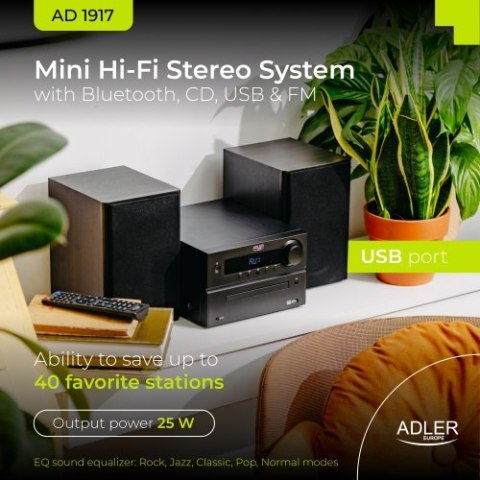 AD 1917 Wieża hi-fi z bluetooth, cd, usb i radiem fm