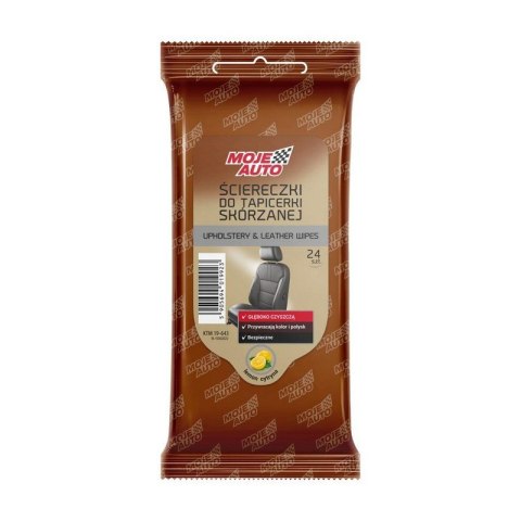 MOJE AUTO ŚCIERECZKI DO TAPICERKI SKÓRZANEJ - CYTRYNA - 24 SZTUKI