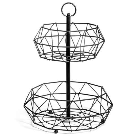 Koszyk na Owoce Warzywa 2-Poziomowy Metalowy Czarny Solidny VILDE 43,5x32cm