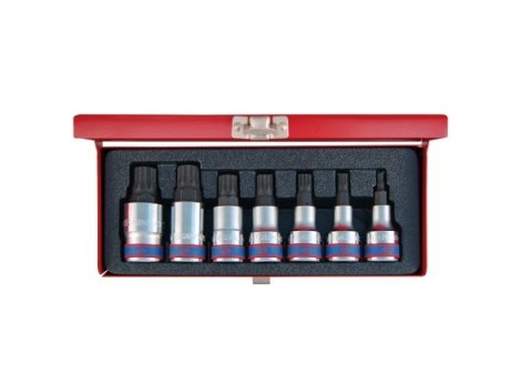 KING TONY ZESTAW NASADEK Z KOŃCÓWKĄ SPLINE 1/2'' 7 CZ. KRÓTKIE M6-M18