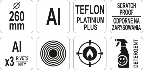 YATO GASTRO PATELNIA ALUMINIOWA DO NALEŚNIKÓW TEFLON 260MM.
