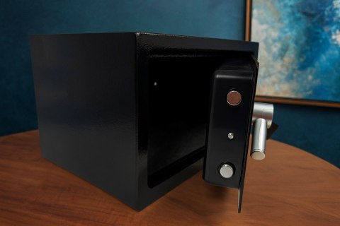 Czarny sejf burowy domowy podwójny system zamykania stalowy nowoczesny wygląd