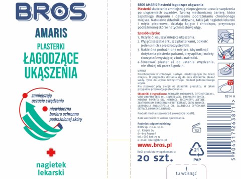 BROS - Amaris - plasterki łagodzące ukąszenia 20szt