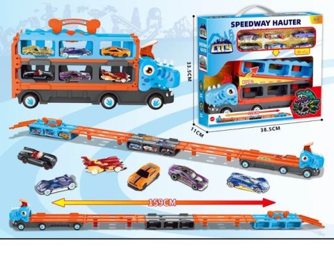 ND21_110488 Samochód wyrzutnia DINO + 6 małych aut