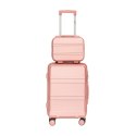 Walizka Kabinowa + kuferek kosmetyczka zestaw Barut różowe złoto z ABS