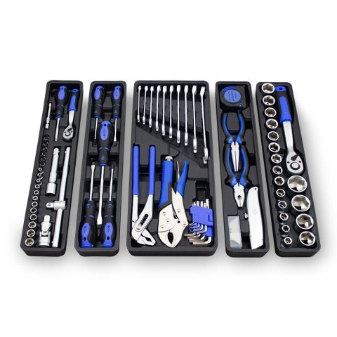 Skrzynka narzędziowa zestaw 85 elementów klucze nasadki bity śrubokręt komplet narzędzi