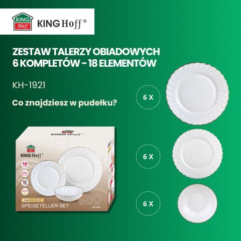 KOMPLET OBIADOWY OPAL MARIGOLD DLA 6 OSÓB 18 ELEM. KINGHOFF KH-1921