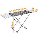 Suszarka na Pranie XXL Rozsuwana z Kółkami Czarna Składana 189 cm VILDE
