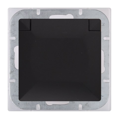 ABEX PERŁA GNIAZDO POJEDYNCZE P/T Z/U IP44 KLAPKA CZARNY M.