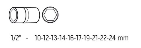 NEO NASADKI UDAROWE 1/2'' 10-24MM 10 SZTUK
