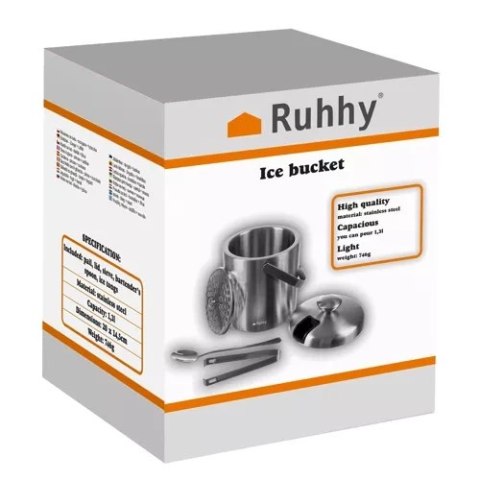 ND12_16548 Wiaderko do lodu- szczypce + łyżeczka Ruhhy 21159 5904463315914