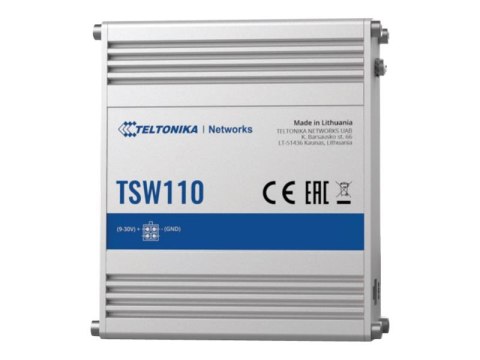 Teltonika Teltonika | Switch | TSW110 | Niezarządzany | 1 Gbps (RJ-45) portów ilość 5 | 10 Gbps (RJ-45) portów ilość 0 | SFP portów ilość 