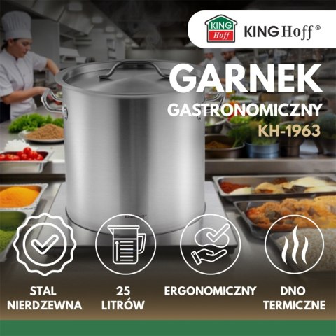 GARNEK GASTRONOMICZNY Z POKRYWĄ STALOWĄ 25L KINGHOFF KH-1963
