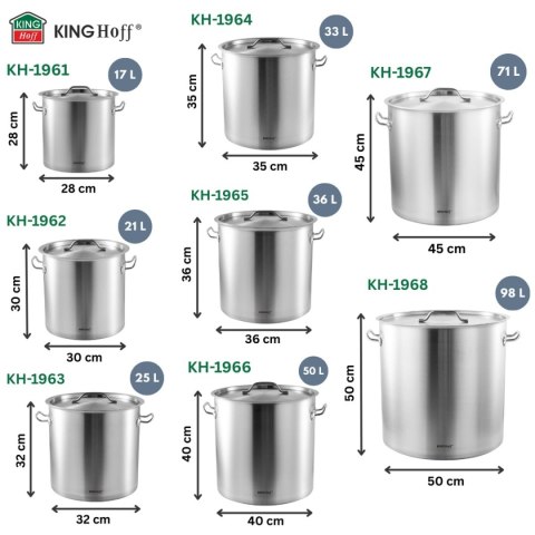 GARNEK GASTRONOMICZNY Z POKRYWĄ STALOWĄ 36L KINGHOFF KH-1965