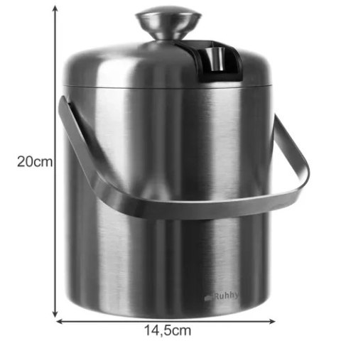 ND12_16548 Wiaderko do lodu- szczypce + łyżeczka Ruhhy 21159 5904463315914