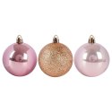 Bombki Choinkowe VILDE Różowe 6 cm Zestaw 12 szt. Nietłukące Brokat