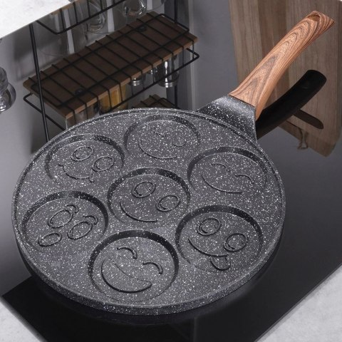 Patelnia do Jajek Placków Granitowa Nieprzywierająca 7 Otworów VILDE 26 cm