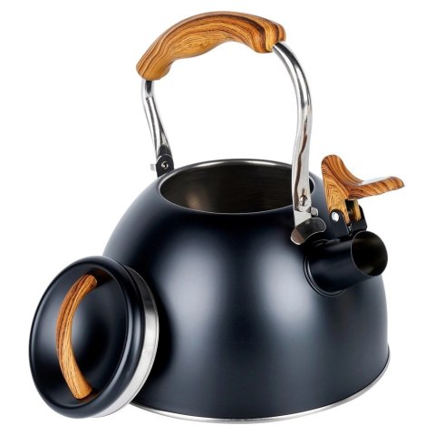 Czajnik z Gwizdkiem Stalowy Czarny na Gaz Indukcję Klasyczny VILDE 2, 5l