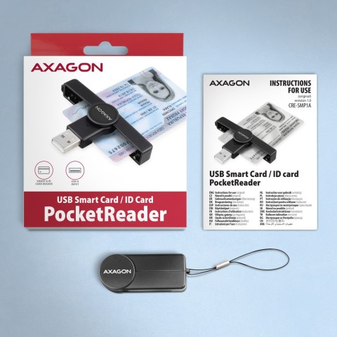 AXAGON AXAGON Foldable pocket USB-A contact Smart/ID card reader | CRE-SMPA