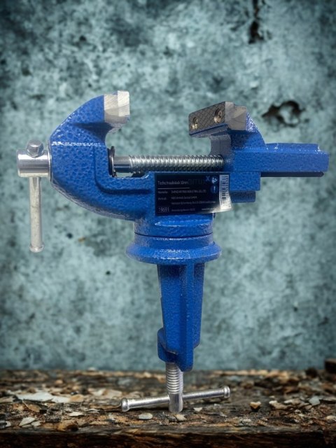 Profesjonalne imadło ślusarskie stołowe 70 mm obrotowe, mocowane na zacisk