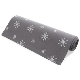 Bieżnik na Stół Bawełniany Świąteczny ORION 130 x 32 cm Płatek Szary