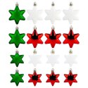 Bombki Choinkowe VILDE Gwiazdki Czerwone Zielone Białe 5/6 cm 16 szt.